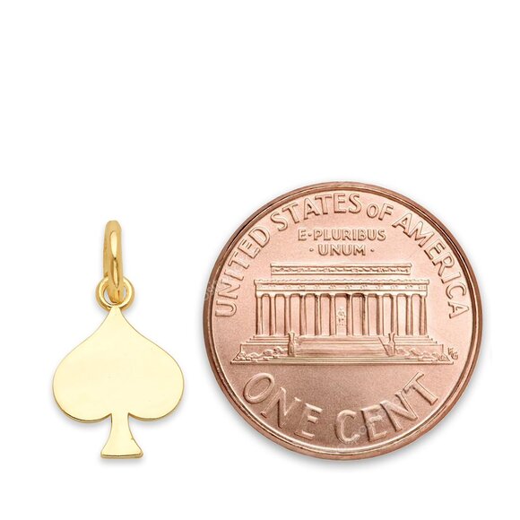 Solid 10k Gold Spade Charm with Jump Ring - Good Luck Jewelry Gifts for Her - Picture 4 of 6